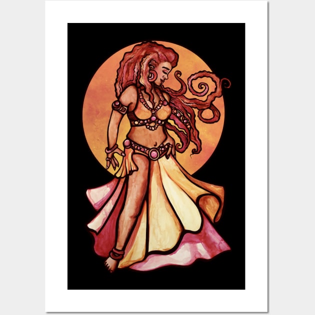 Autumn Moon Belly Dancer Goddess Wall Art by bubbsnugg